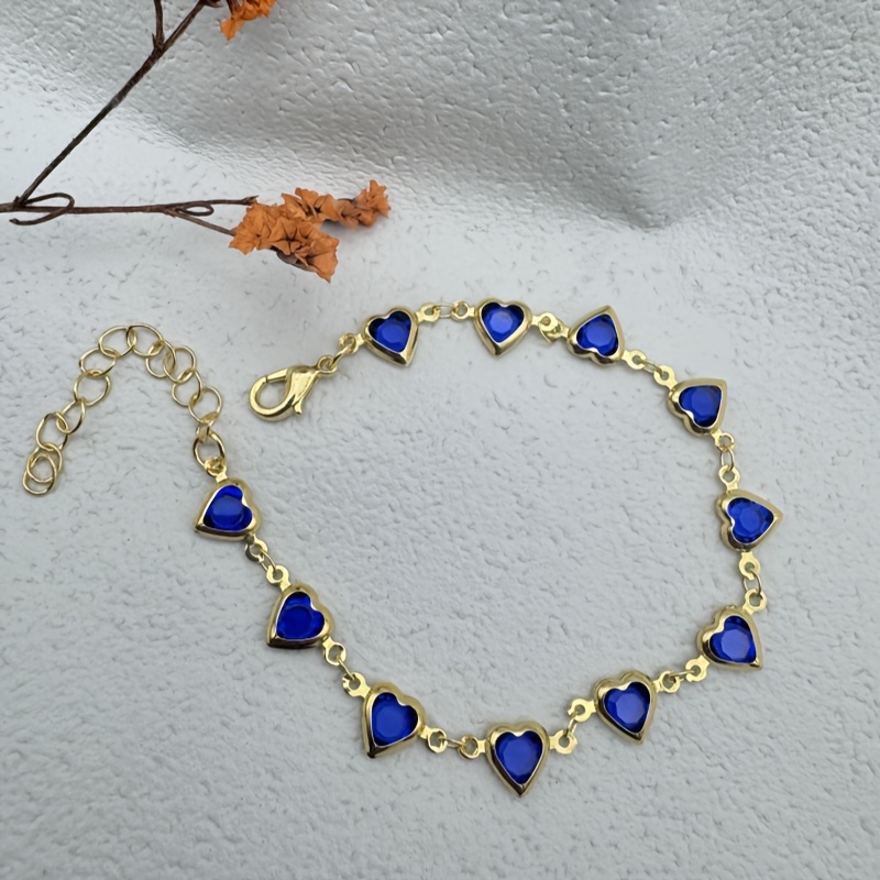 Boho Heart Beaded Bracelet with Glass Gemstones Adjustable Clasp
